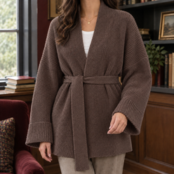 Belted Open-Front Cardigan