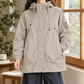 Hooded Utility Jacket Cotton Blend with Drawcord and Four Pockets