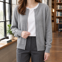 Soft Knit Button-Front Cardigan, Relaxed Fit