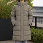 Puffer Jacket Polyester Longline with Padded Hood and Side Vents