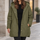 Hooded Quilted Jacket Polyester Diamond Stitching with Snap Front