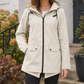 Hooded Jacket Polyester Straight with Full Zip and Fishtail Hem