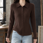Ribbed Knit-Blend Fitted Cardigan