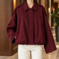 Blouson Jacket Faux Suede with Concealed Zip and Gathered Hem