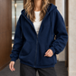 Woven-Blend Relaxed Zip Hoodie