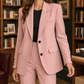 Blazer Polyester Tailored with Notched Lapels and Two-Button Front