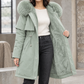 Hooded Coat Cotton Fill Longline with Plush Lining and Zip and Snap