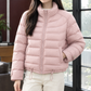 Quilted Jacket Duck Down Cropped with High Collar and Drawcord Hem