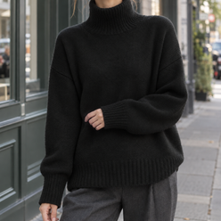 Relaxed Roll Neck Jumper with Generous Sleeves