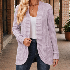 Deep Ribbed Cardigan with Relaxed Shape