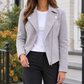 Biker Jacket Faux Suede Hip-Length with Asymmetric Zip and Silver Trim