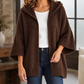 Cotton-Blend Hooded Cardigan with Easy Drape