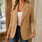Blazer Polyester Tailored with Notched Lapels and Waist Flap Pockets