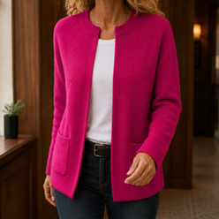 Soft Ribbed Hip-Length Cardigan