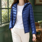 Hooded Jacket Cashmere-Feel Slim with White Duck Down and Full Zip