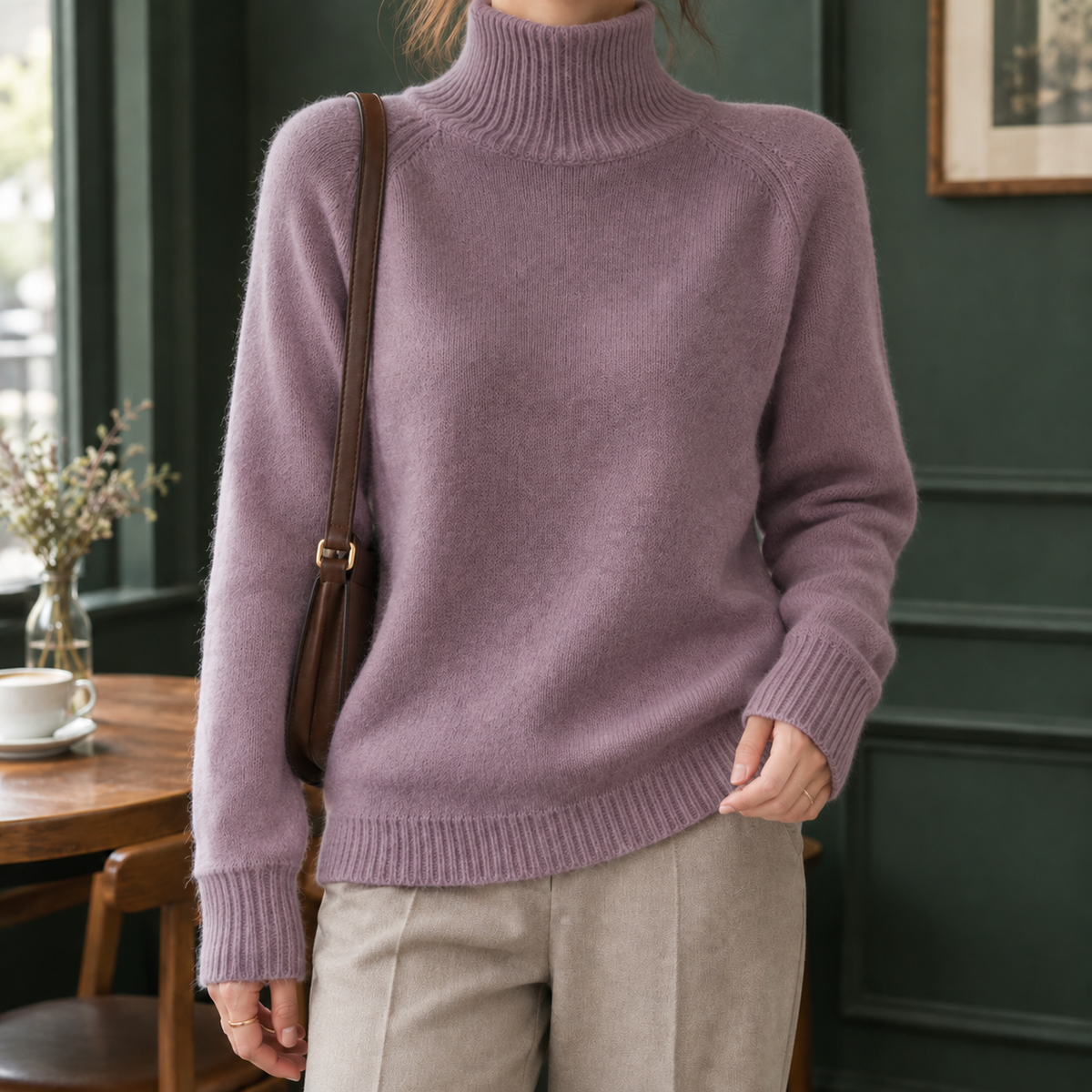 Ribbed Roll Neck Jumper with Tall Collar