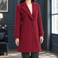 Coat Polyester Windowpane Mid-Length with Notched Lapels
