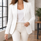 Blazer Polyester Single-Button with Notched Lapels and Shaped Waist