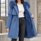 Hooded Coat Cotton Fill Longline with Plush Lining and Zip and Snap