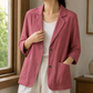 Blazer Polyester Relaxed Hip-Length with Two-Button Front