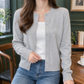 Fine Knit Cardigan with Tonal Buttons