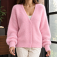 Oversized Wool-Blend V-Neck Cardigan