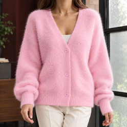 Oversized Wool-Blend V-Neck Cardigan