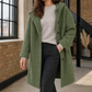 Hooded Coat Cotton Blend Loose Knee-Length with Broad Lapels