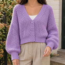 Cropped Chunky Wool-Blend Cardigan