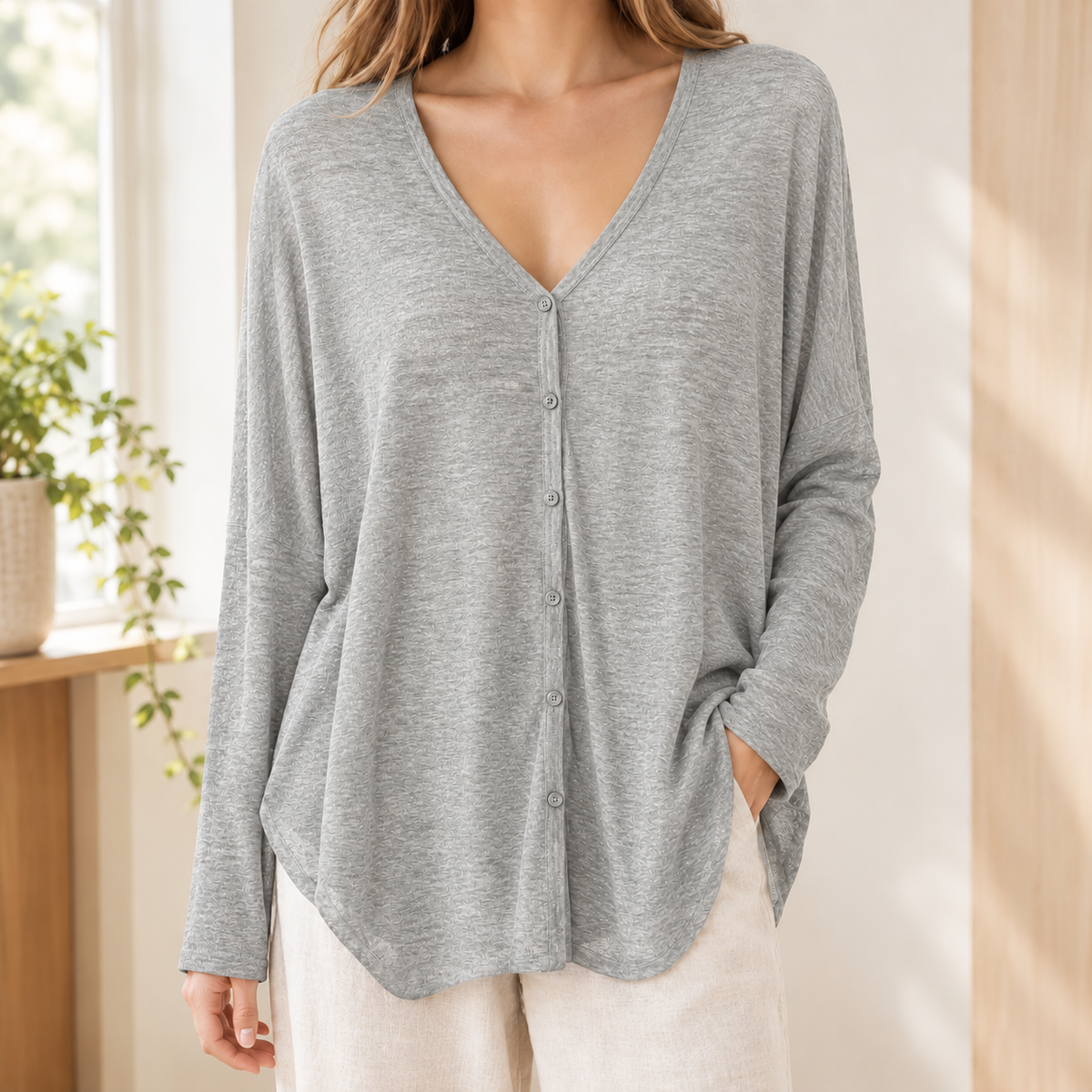 Cotton-Blend Draped Cardigan