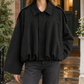 Bomber Jacket Faux Suede Oversized with Batwing Sleeves and Zip