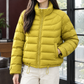 Quilted Jacket Duck Down Cropped with High Collar and Drawcord Hem