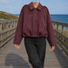 Bomber Jacket Faux Suede Oversized with Concealed Zip and Epaulettes