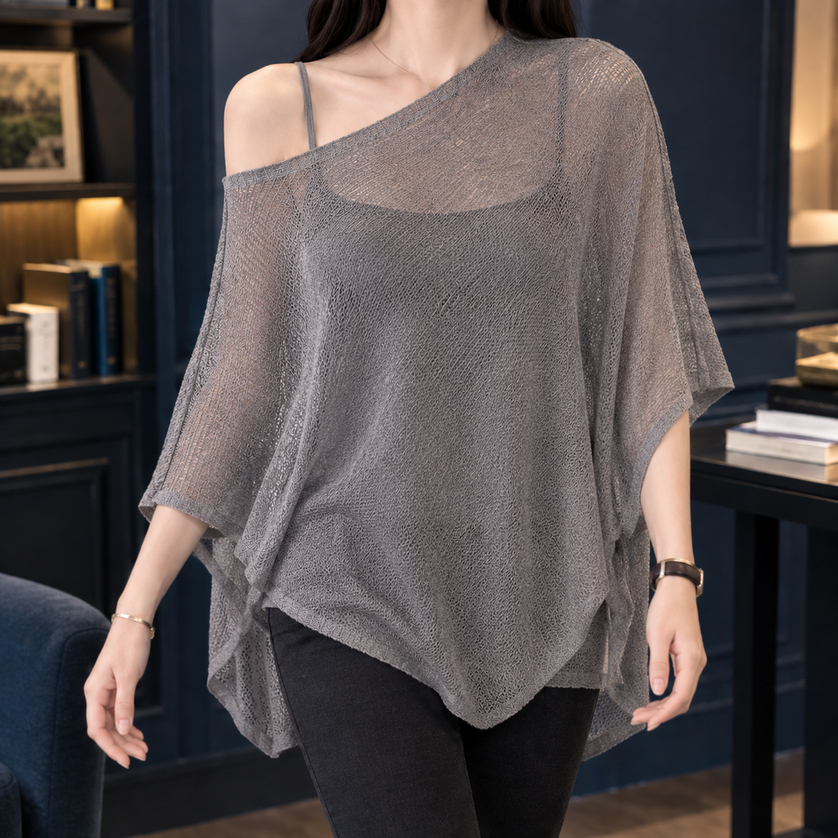 Asymmetric Silk-Blend Knit Top