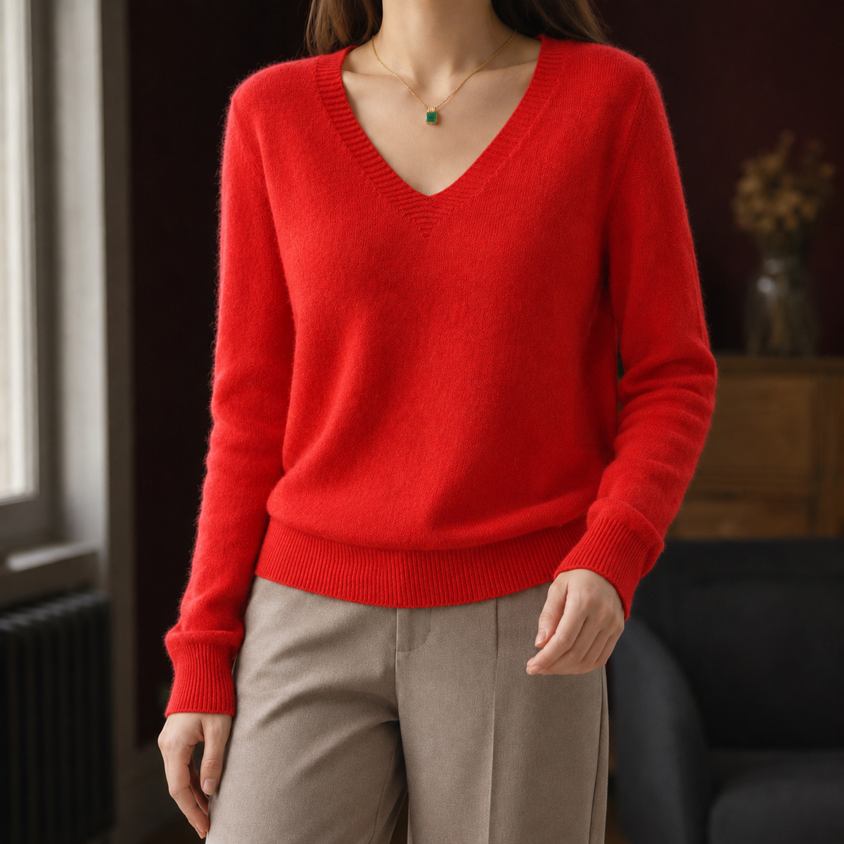 Soft Knit V-Neck Jumper