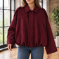 Pilot Jacket Faux Suede Cropped with Concealed Zip and Bubble Hem