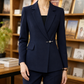 Blazer Polyester Wrap-Front Fitted with Notched Lapel and Slim Waist