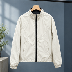 Panelled Jacket Polyester Cropped with Curved Seams and Full Zip