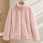 Zip Jacket Polyester Plush Textured with Stand Collar and Hand Pockets