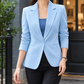 Blazer Polyester Fitted Hip-Length with Ruched Three-Quarter Sleeves