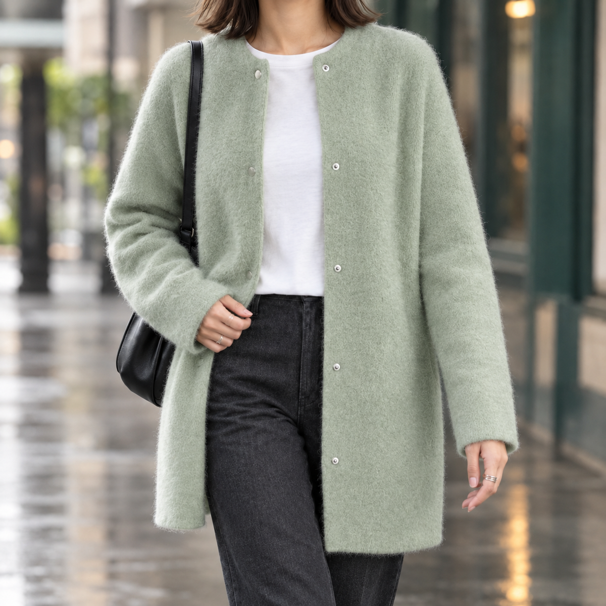 Brushed Cotton-Blend Longline Cardigan