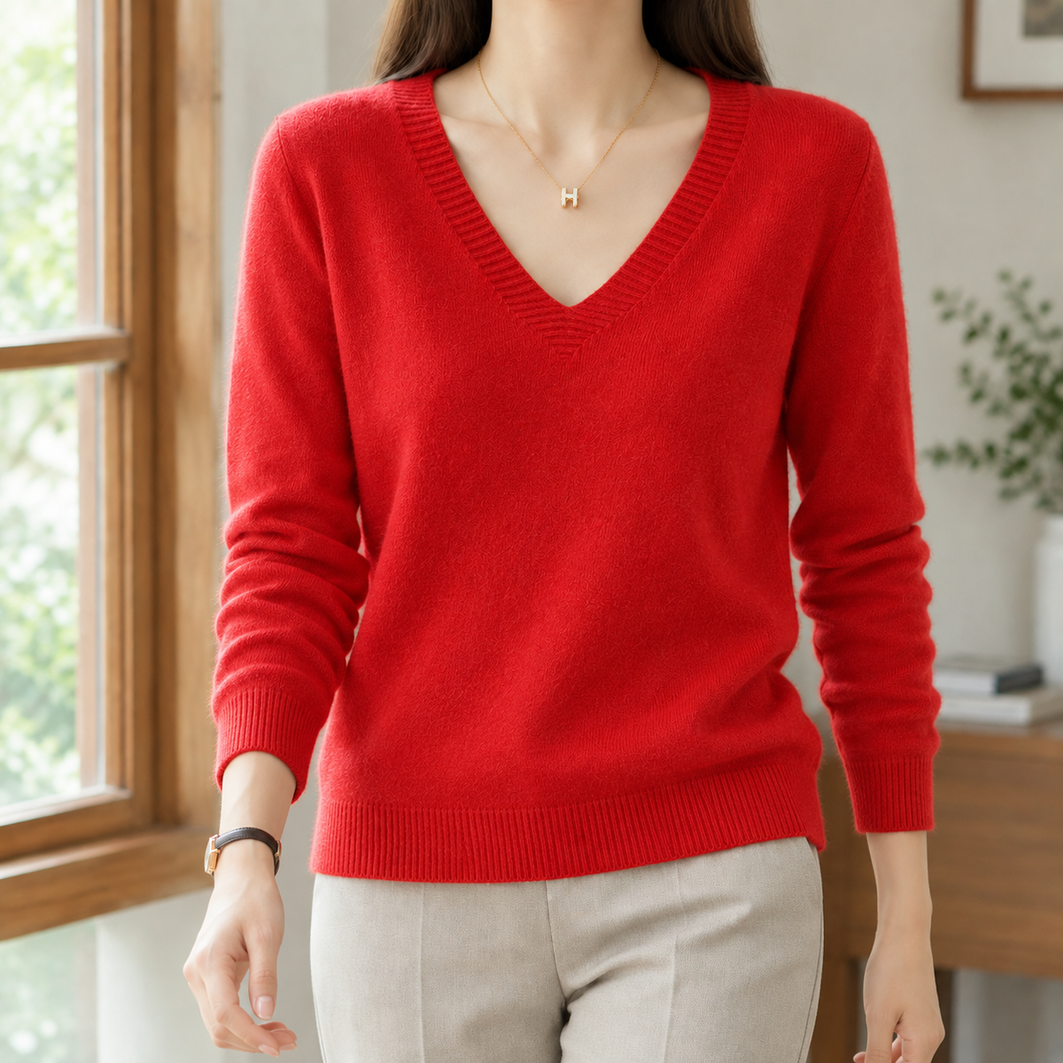 Easy Relaxed V-Neck Knit Jumper