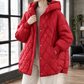 Quilted Jacket White Duck Down Oversized with Generous Hood and Zip
