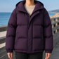 Puffer Jacket Polyester Hooded with Drawcord Hem and Angled Pockets