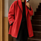 Coat Wool Blend Oversized with Shawl Collar and Contrast Piped Edging