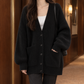 Chunky Ribbed Cardigan with Dropped Shoulders