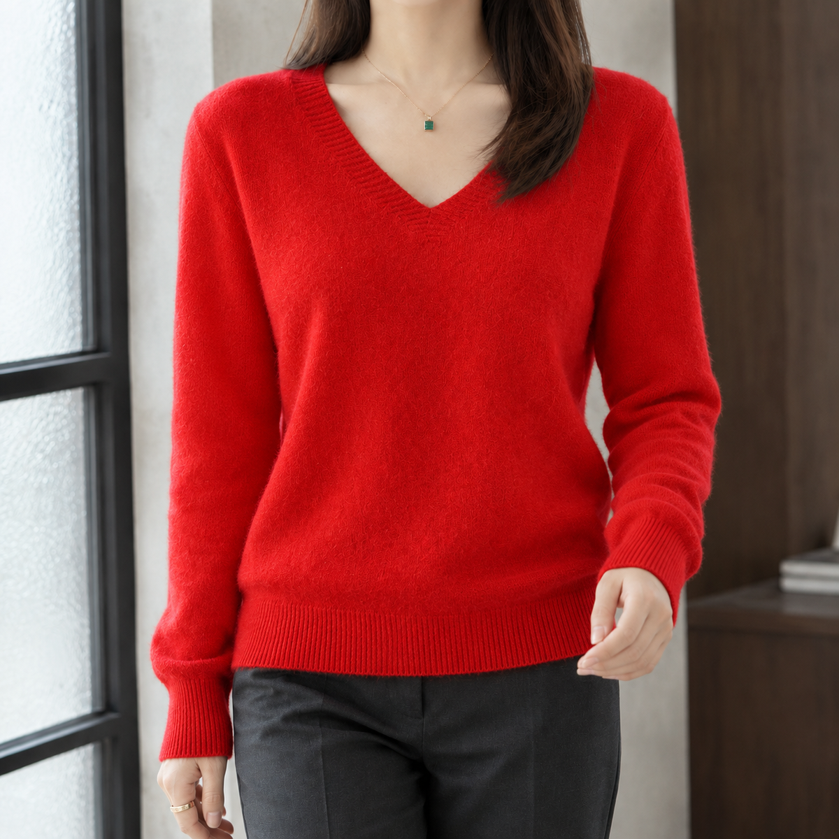 Soft Knit Relaxed V-Neck Jumper