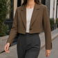 Blazer Polyester Cropped Relaxed with Broad Lapels and Single Button