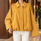 Blouson Jacket Faux Suede with Concealed Zip and Gathered Hem