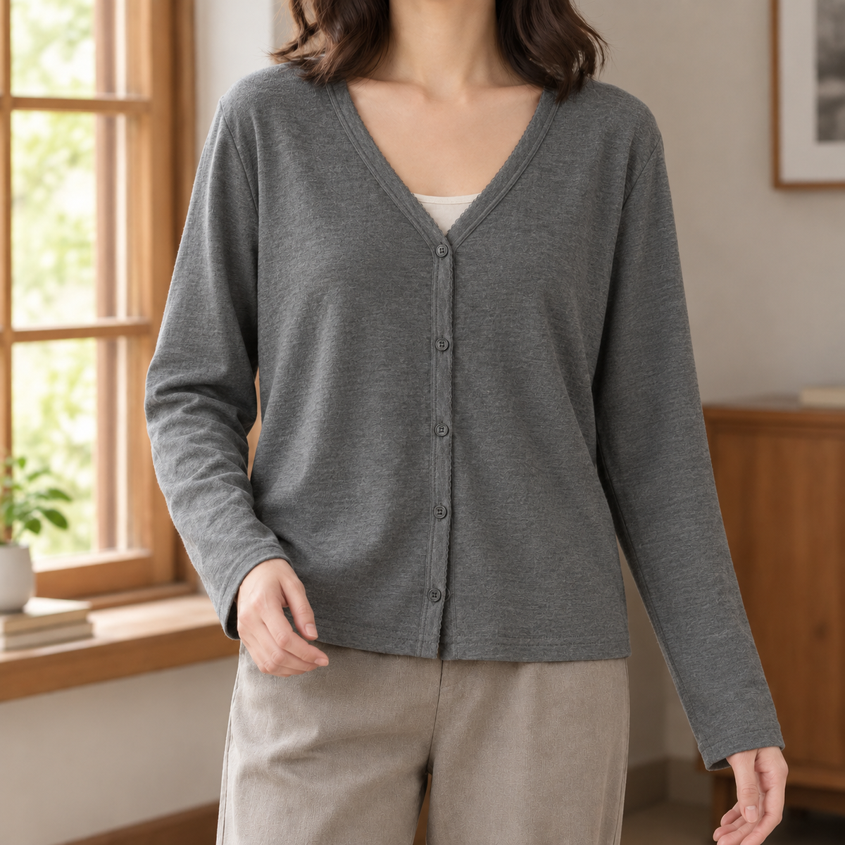 Lightweight Button-Front Cardigan